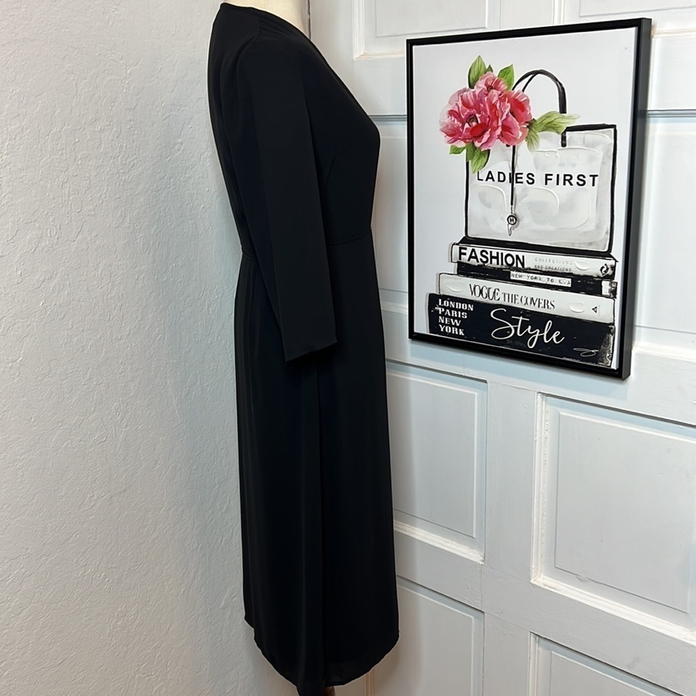 NWT Aritzia Babaton Theo Black Midi Wrap Dress Size XS - Picture 3 of 9